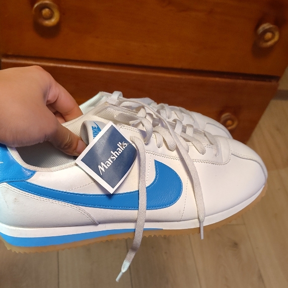 Nike Kids White and Sky Blue Sneakers - Picture 1 of 5